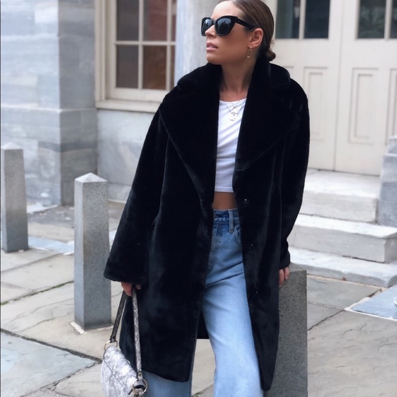 Taliana Luxe Faux Fur Coat - Black - Picture 2 of 8